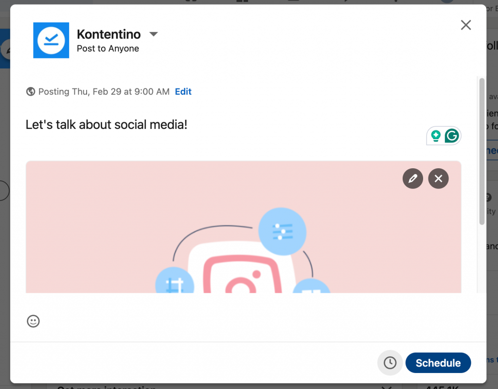 Click the schedule button to have your post scheduled ahead